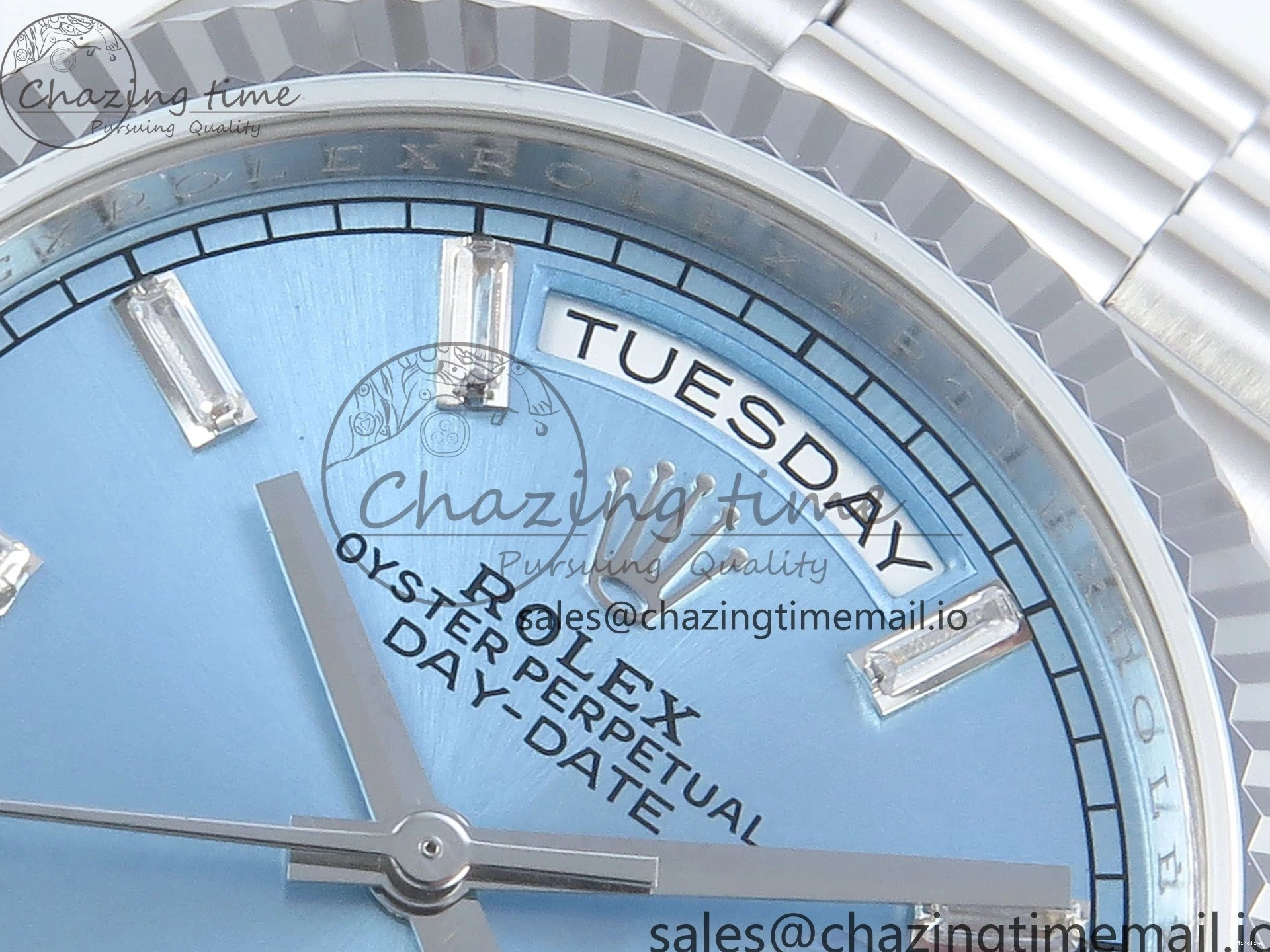 MiroTime 0404 Day Date 36 YG 128236 KF 1:1 Best Edition Ice Blue Crystal Dial on President Bracelet A2836 (Gain Weight) Modern 500